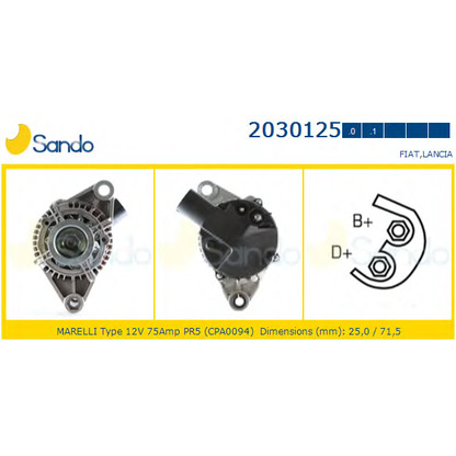 Zdjęcie Alternator SANDO 20301250