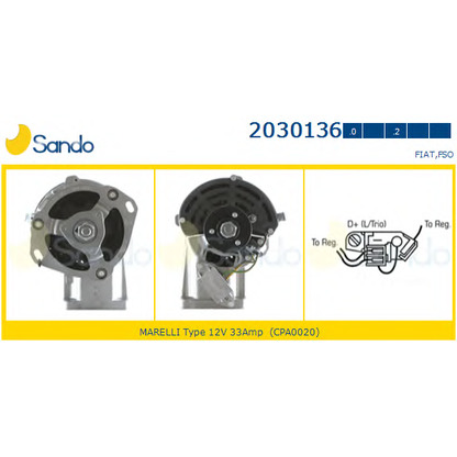 Zdjęcie Alternator SANDO 20301360