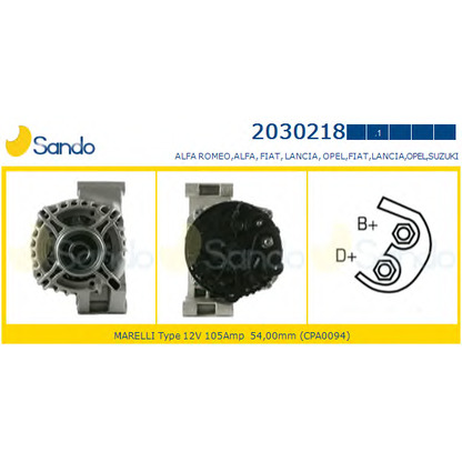 Zdjęcie Alternator SANDO 20302181