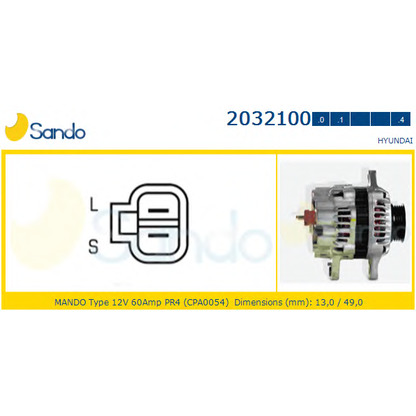 Zdjęcie Alternator SANDO 20321004