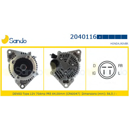 Zdjęcie Alternator SANDO 20401160