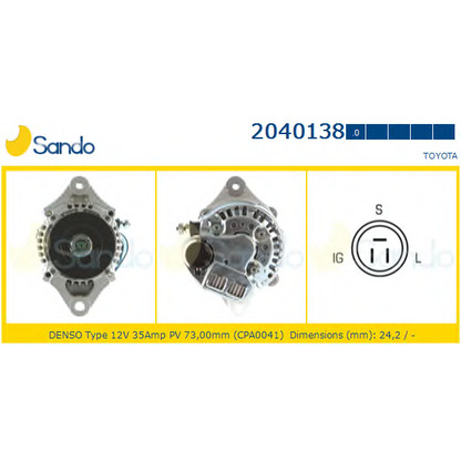 Photo Alternator SANDO 20401380