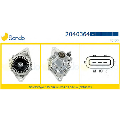 Zdjęcie Alternator SANDO 20403640