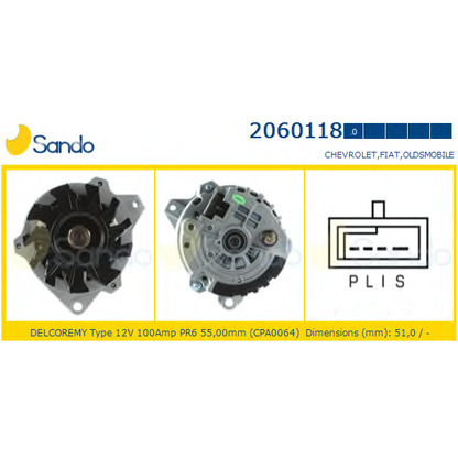 Zdjęcie Alternator SANDO 20601180