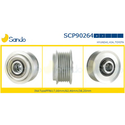 Foto Puleggia cinghia, Alternatore SANDO SCP902640