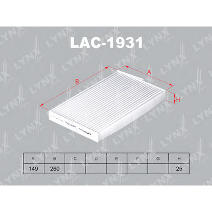 Photo Filter, interior air LYNXauto LAC1931