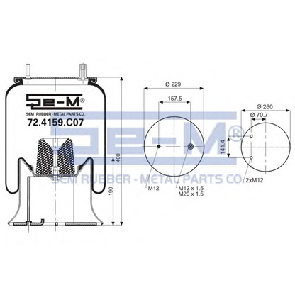 Photo Soufflet à air, suspension pneumatique SEM LASTIK 724159C07