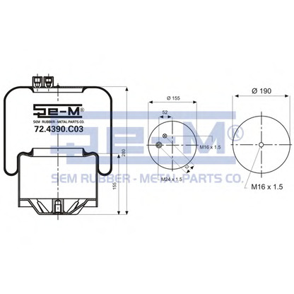 Photo Soufflet à air, suspension pneumatique SEM LASTIK 724390C03