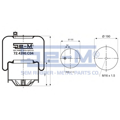 Photo Soufflet à air, suspension pneumatique SEM LASTIK 724390C04