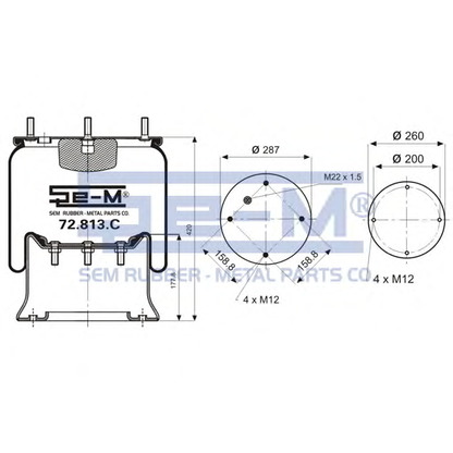 Photo Soufflet à air, suspension pneumatique SEM LASTIK 72813C