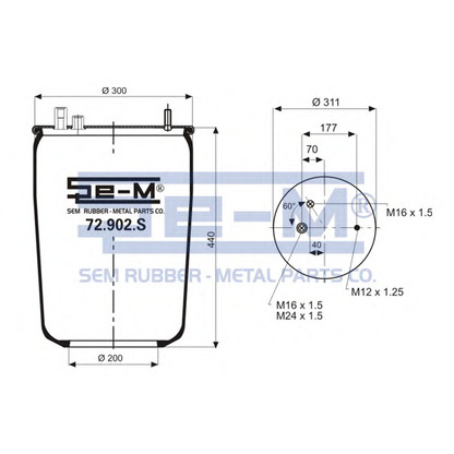 Photo Soufflet à air, suspension pneumatique SEM LASTIK 72902S