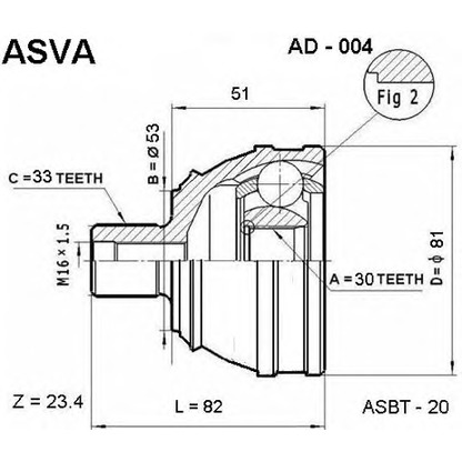 Photo Joint Kit, drive shaft ASVA AD004