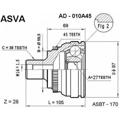 Zdjęcie Zestaw przegubu, półoż napędowa ASVA AD010A45