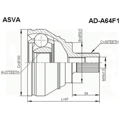 Photo Joint Kit, drive shaft ASVA ADA64F1