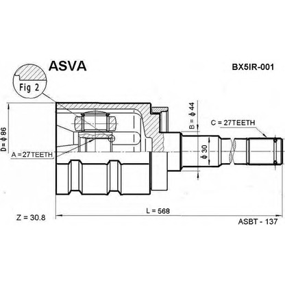 Photo Joint Kit, drive shaft ASVA BX5IR001