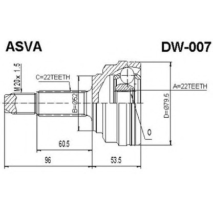 Photo Joint Kit, drive shaft ASVA DW007