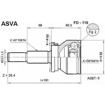 Foto Juego de articulación, árbol de transmisión ASVA FD115