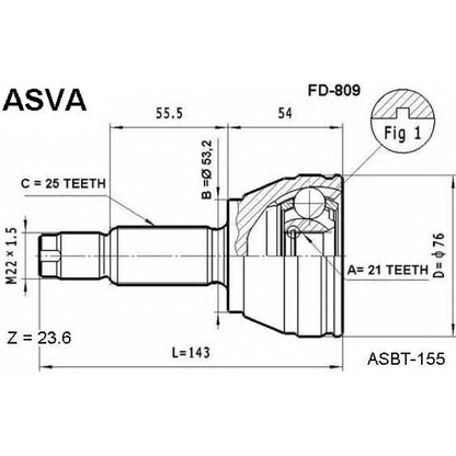 Photo Joint Kit, drive shaft ASVA FD809