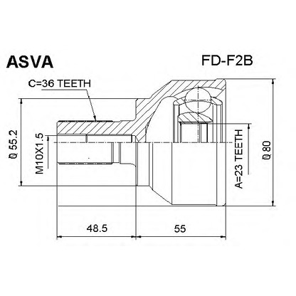 Photo Joint Kit, drive shaft ASVA FDF2B