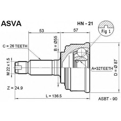 Фото Шарнирный комплект, приводной вал ASVA HN21