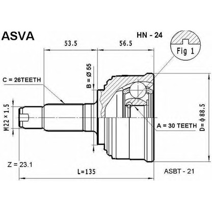 Photo Joint Kit, drive shaft ASVA HN24