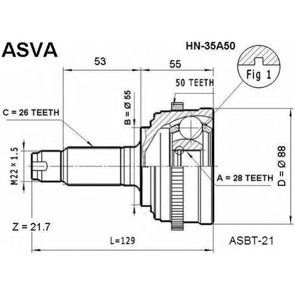 Photo Joint Kit, drive shaft ASVA HN35A50