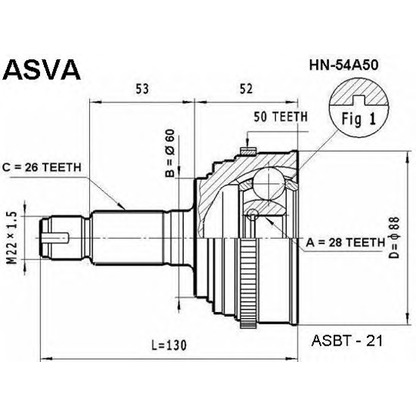 Photo Jeu de joints, arbre de transmission ASVA HN54A50