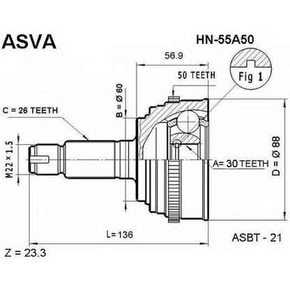 Foto Gelenksatz, Antriebswelle ASVA HN55A50