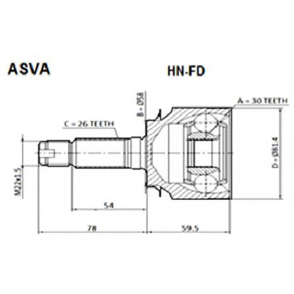 Photo Joint Kit, drive shaft ASVA HNFD