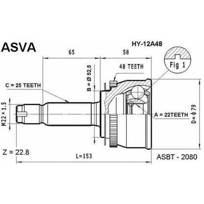 Фото Шарнирный комплект, приводной вал ASVA HY12A48