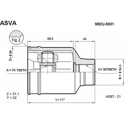 Photo Joint Kit, drive shaft ASVA MEIU5001