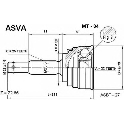 Photo Joint Kit, drive shaft ASVA MT04