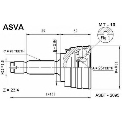 Photo Jeu de joints, arbre de transmission ASVA MT10