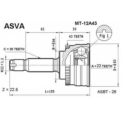 Photo Jeu de joints, arbre de transmission ASVA MT12A43