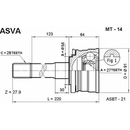 Photo Jeu de joints, arbre de transmission ASVA MT14