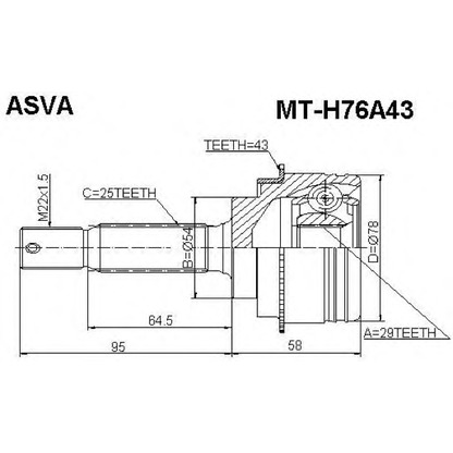 Photo Joint Kit, drive shaft ASVA MTH76A43