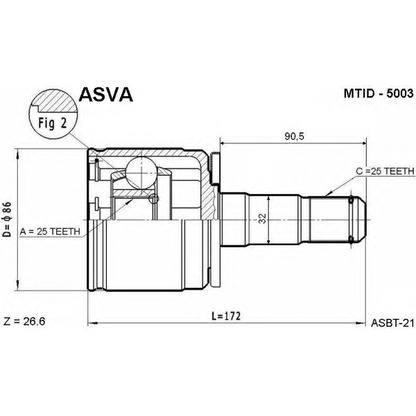 Photo Joint Kit, drive shaft ASVA MTID5003