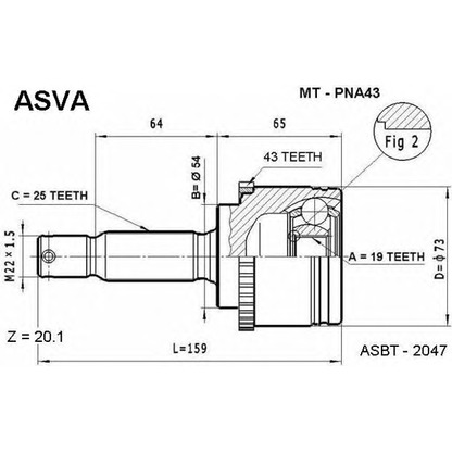 Photo Jeu de joints, arbre de transmission ASVA MTPNA43