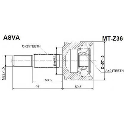 Фото Шарнирный комплект, приводной вал ASVA MTZ36