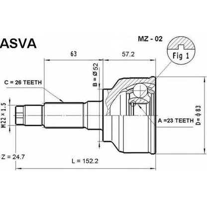 Photo Jeu de joints, arbre de transmission ASVA MZ02