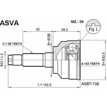 Фото Шарнирный комплект, приводной вал ASVA MZ05