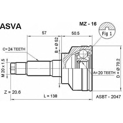 Photo Jeu de joints, arbre de transmission ASVA MZ16