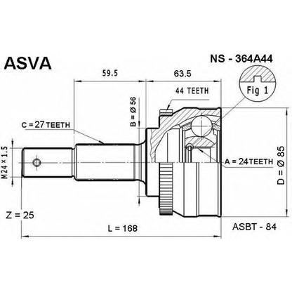 Foto Gelenksatz, Antriebswelle ASVA NS364A44