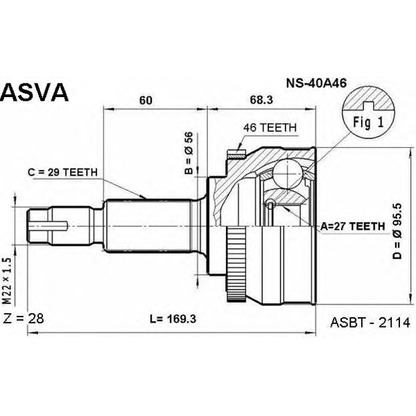 Photo Jeu de joints, arbre de transmission ASVA NS40A46