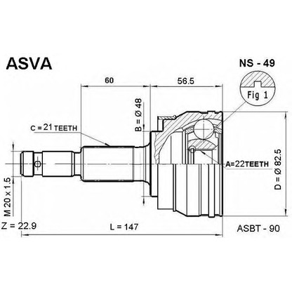 Photo Joint Kit, drive shaft ASVA NS49