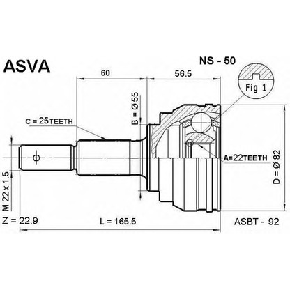 Photo Joint Kit, drive shaft ASVA NS50