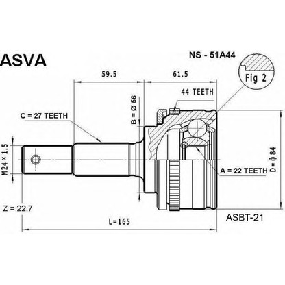 Фото Шарнирный комплект, приводной вал ASVA NS51A44