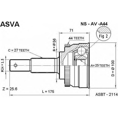 Photo Joint Kit, drive shaft ASVA NSAVA44