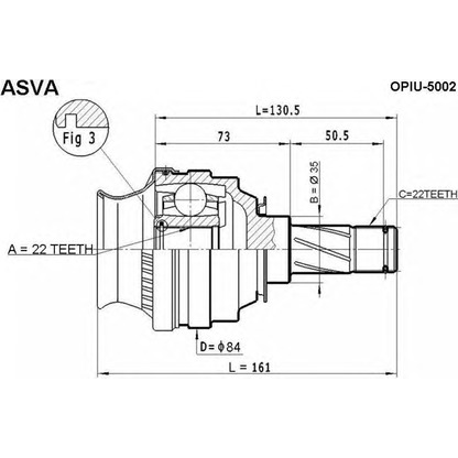 Photo Jeu de joints, arbre de transmission ASVA OPIU5002