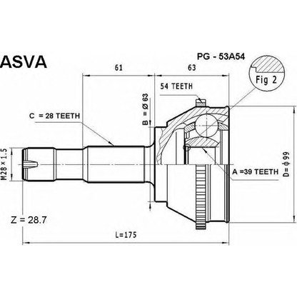 Photo Jeu de joints, arbre de transmission ASVA PG53A54